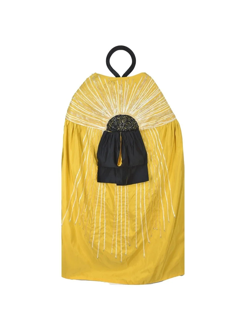 LEE MENICHETTI Golden Yellow Silk Faille Cloak with Black Silk Lining OS